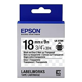 Epson LK-5TBN C53S655008 Transparan Üzerine Siyah Orjinal Etiket Şeridi LW-400, LW-600P, LW-K400, LW-700