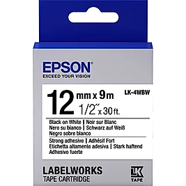 Epson C53S654016 (LK-4WBW) Beyaz Üzerine Siyah Orjinal Etiket Şeridi - LW-400VP