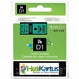 Dymo D1 45809 Yeşil Üzerine Siyah Muadil Etiket Şeridi 19mm x 7m