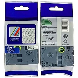 Brother TZE-135 Şeffaf Üzerine Beyaz Muadil Etiket Şeridi 12mm x 8m - GL-100