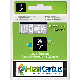 Dymo D1 45810 Şeffaf Üzerine Siyah Muadil Etiket Şeridi 19mm x 7m