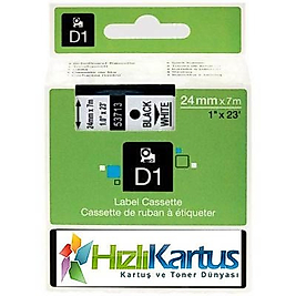 Dymo D1 53710 Şeffaf Üzerine Siyah Muadil Etiket Şeridi 24mm x 7m