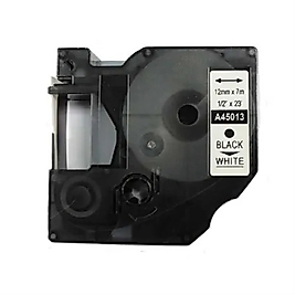 Dymo D1 45013 Beyaz Üzerine Siyah Muadil Etiket Şeridi 12mm x 7m