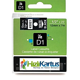 Dymo D1 45021 Siyah Üzerine Beyaz Muadil Etiket Şeridi 12mm x 7m