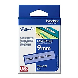 Brother TZE-521 Mavi Üzerine Siyah Orjinal Etiket Şeridi 9mm x 8m - PT-1280HK