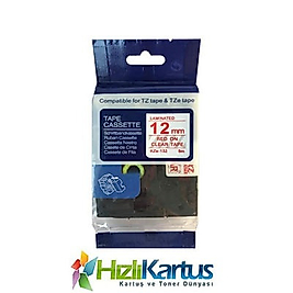 Brother TZE-132 Şeffaf Üzerine Kırmızı Muadil Etiket Şeridi 12mm x 8m - GL-100