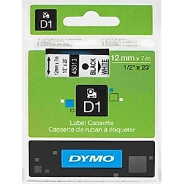 Dymo 45013 D1 Beyaz Üzerine Siyah Orjinal Etiket (12 mm x 7 mt)