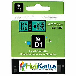 Dymo D1 40919 Yeşil Üzerine Siyah Muadil Etiket Şeridi 9mm x 7m