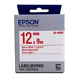 Epson LC-4WRN9 Kırmızı - Beyaz Orjinal Etiket (12mm x 9m)
