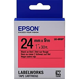 Epson LK-6RBP C53S656004 Kırmızı Üzerine Siyah Orjinal Etiket Şeridi LW-400, LW-600P, LW-K400, LW-700