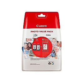 Canon PG-46 / CL-56 (9059B003) İkili Paket Orjinal Kartuş + 50 Fotoğraf Kağıdı - E204 / E304