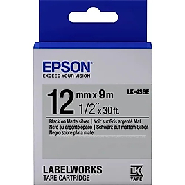 Epson C53S654017 (LK-4SBE) Mat Gümüş Üzerine Siyah Orjinal Etiket Şeridi - LW-K400VP