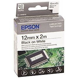 Epson LC-4WBH2 Siyah - Beyaz Orjinal Etiket (12mm x 2 m)