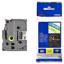 Brother TZE-354 Siyah Üzerine Altın Sarısı Muadil Etiket Şeridi 24mm x 8m - PT-1400