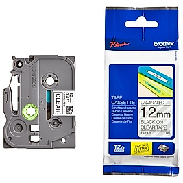 Brother TZE-131 Şeffaf Üzerine Siyah Orjinal Etiket Şeridi 12mm x 8m - GL-100
