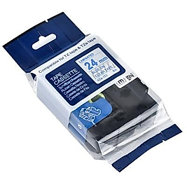 Brother TZe-153 Temizleme Üzerine Mavi Muadil Etiket Şeridi 24mm x 8m