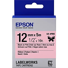 Epson C53S654031 (LK-4PBK) Pembe Üzerine Siyah Orjinal Etiket Şeridi - LW-K400VP