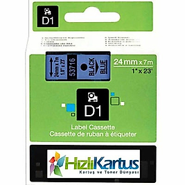 Dymo D1 53716 Mavi Üzerine Siyah Muadil Etiket Şeridi 24mm x 7m