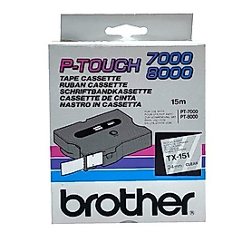 Brother TX-151 Şeffaf Üzerine Siyah Orjinal Şerit - 24mm x 15m