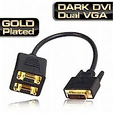 DVI (24+5) to 2xVGA Çevirici Dönüştürücü Kablo Çoklayıcı Splitter