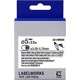 Epson LK-4WBA Orjinal Isıyla Daralan Siyah Üzeri Beyaz Etiket (5mm x 2,5m)