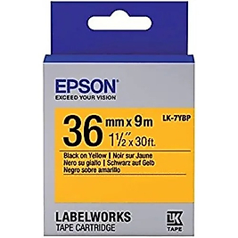 Epson C53S657005 (LK-7YBP) Sarı Üzerine Siyah Orjinal Etiket Şeridi - LW-600P