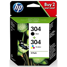 HP 3JB05AE (304) Siyah+Renkli İkili Paket Orjinal Kartuş - DeskJet 2620 / 2621 (E)